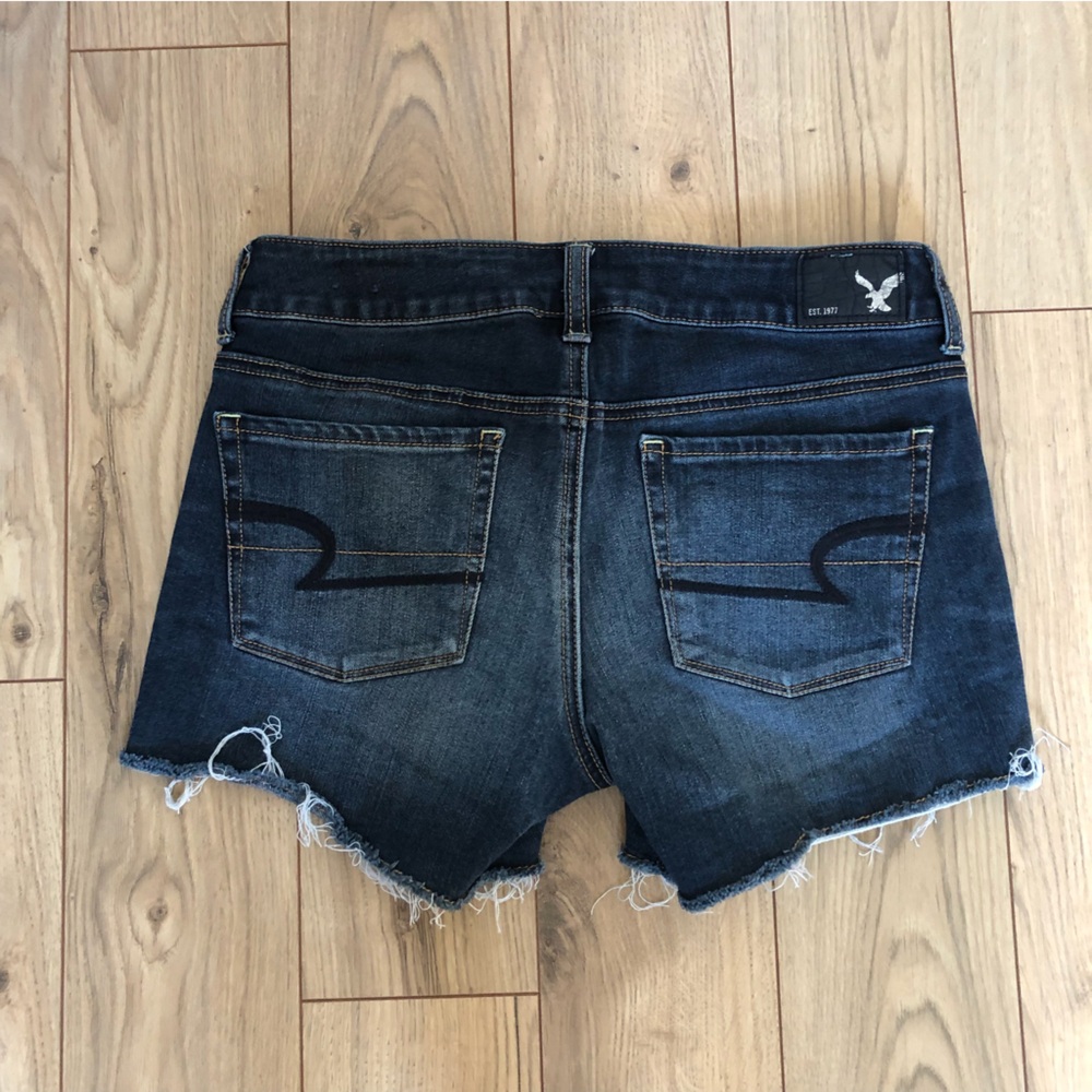 Women’s American Eagle Blue denim Super Stretch Shortie shorts size 4 - Picture 4 of 12